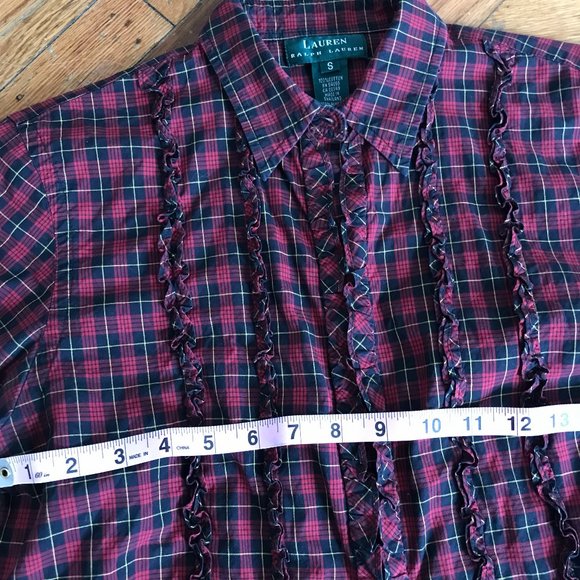 Red Ruffle Tuxedo Button Down - Picture 7 of 7